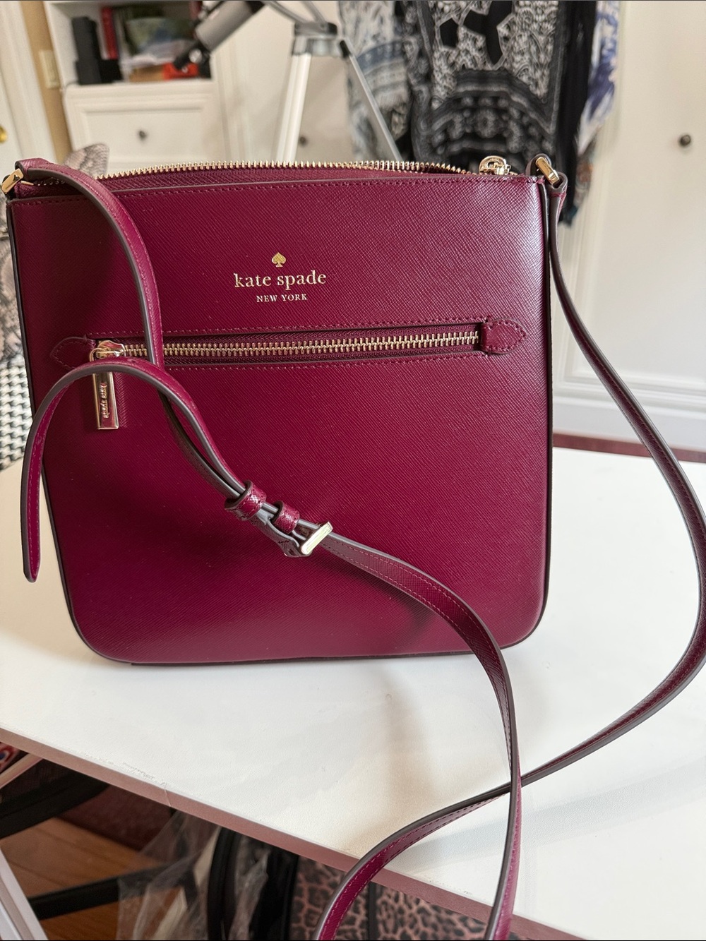 Beautiful rich wine red burgandy Kate Spade Crossbody. NWOT  zip top
